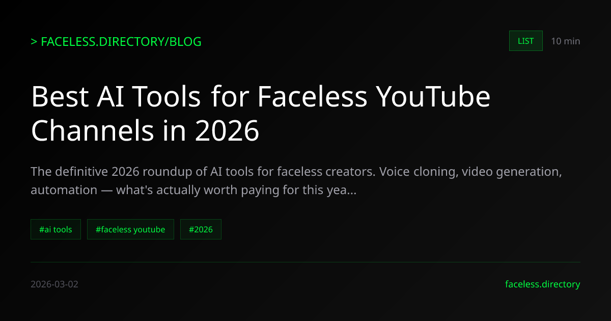 Best AI Tools for Faceless YouTube Channels in 2026 - Faceless ...