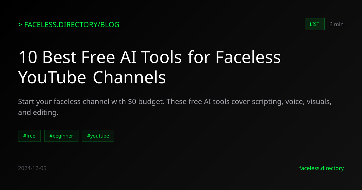10 Best Free AI Tools for Faceless YouTube Channels - Faceless ...