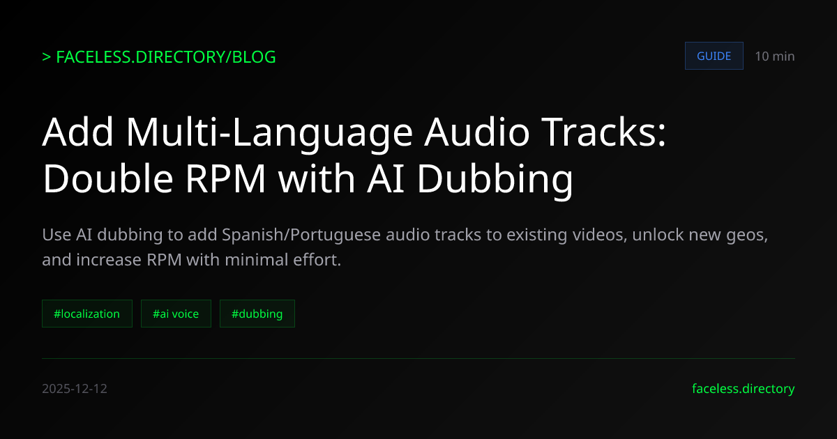 Add Multi-Language Audio Tracks: Double RPM with AI Dubbing - Faceless ...