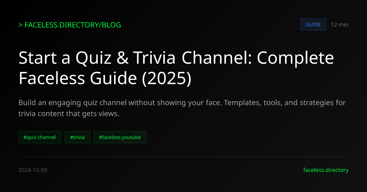 Start a Quiz & Trivia Channel: Complete Faceless Guide (2025 ...